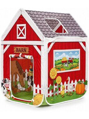 Red Barn Play Tent for Kids 2+, Farm Animal Indoor Playhouse, Fun Pretend Play